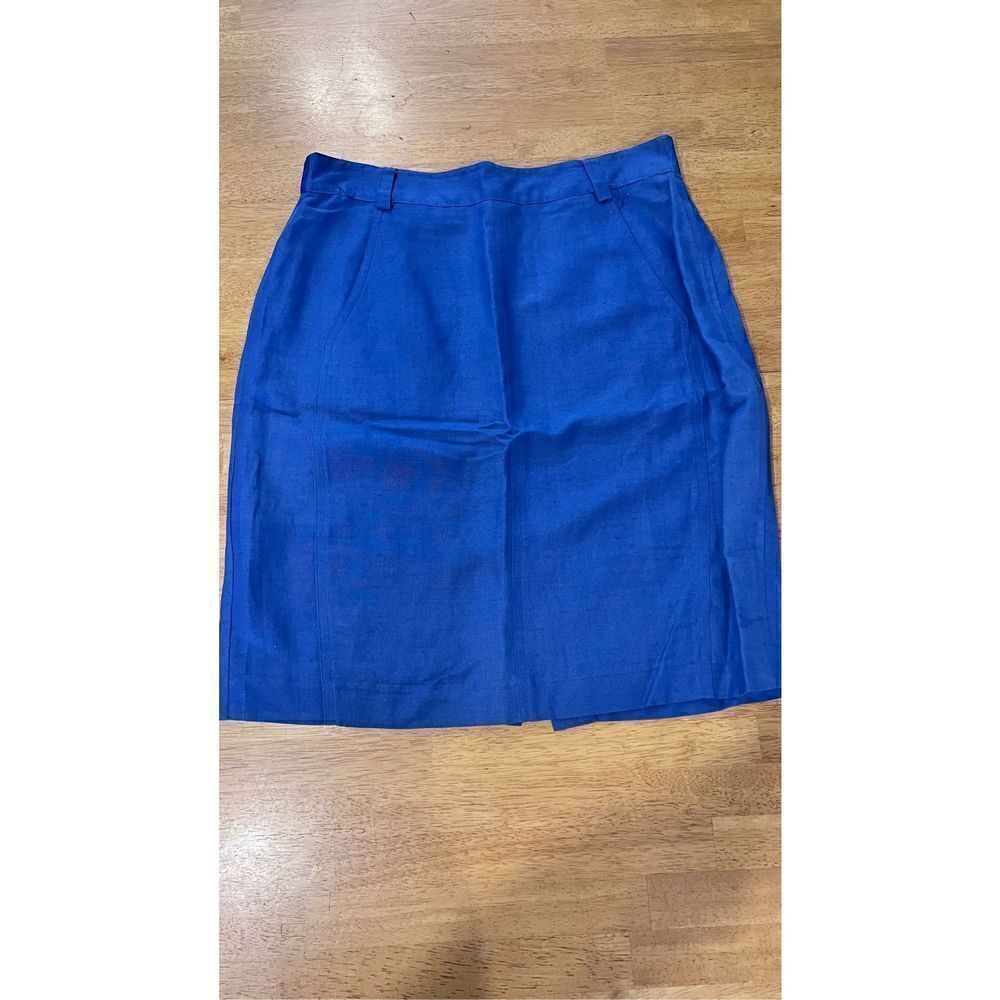 Mondi Women's Linen Blend Fully Lined Straight Pencil Skirt Royal Blue Size 42